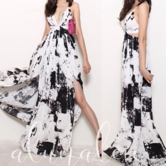 Dresses & Skirts - Cut out split front Tie dye lace up Maxi dress